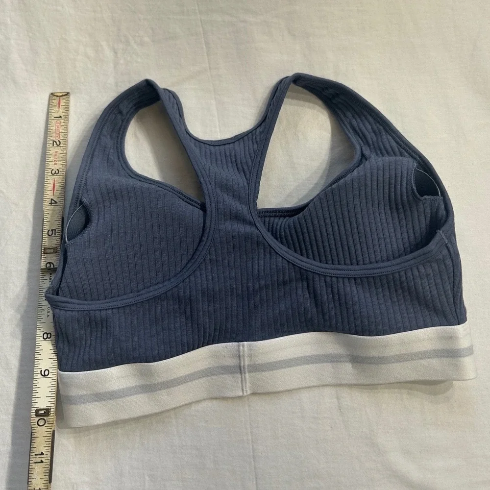 Calvin Klein Women Ribbed Racerback Bralette Blue Modern Cotton Soft Girl Size M